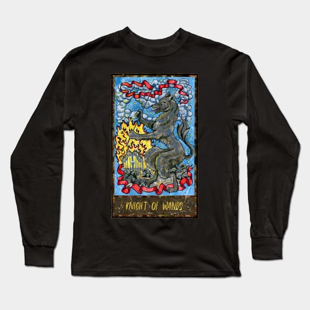 Knight of Wands. Magic Gate Tarot Card Design. Long Sleeve T-Shirt by Mystic Arts